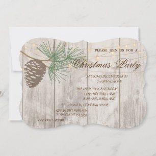 Convite Pinhas, Textura de Madeira Corporativo de Natal