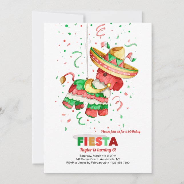 Convite Pinhata Com Sombrero (Frente)