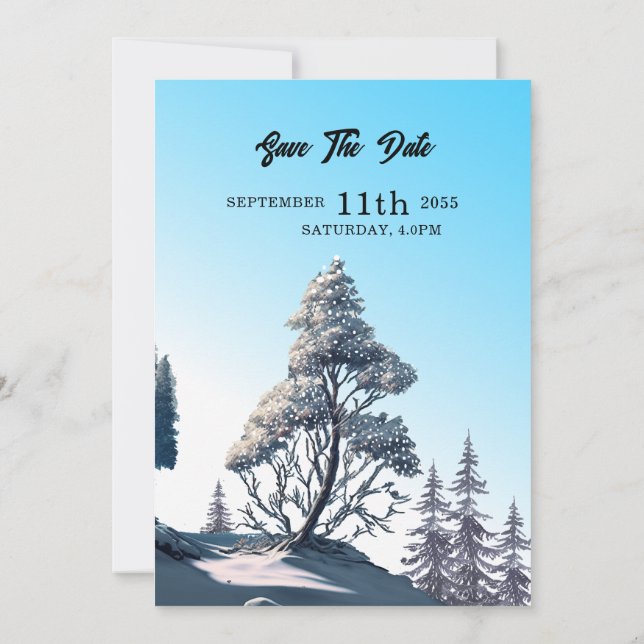 Convite Pinheira-aquarela de inverno design (Verso)