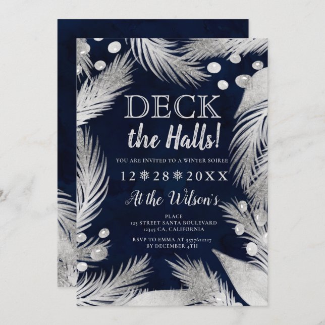 Convite Pinheira de Natal embebida em prata no convés dos  (Frente/Verso)