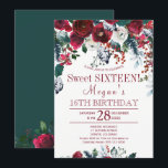 Convite Pinheiro-de-bambu-bororal verde inverno doce dezes<br><div class="desc">Floral elegante, doce, 16/16 convite de aniversário, com um monte de rosas de peônias vermelhas, com pinheiro verde, ramificações sazonais de abeto e folhagem, no inverno. Preencha suas informações nos pontos, Você pode optar por personalizá-las, alterando ainda mais a cor de fundo em ambos os lados, fontes e cores das...</div>