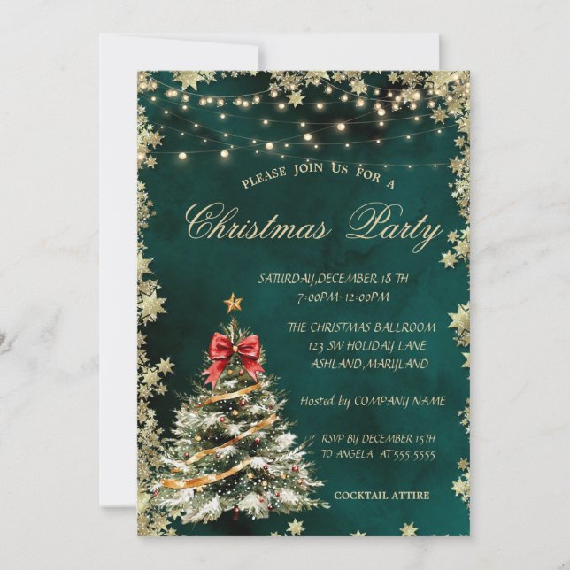 Convite Pinheiro de Natal,Estrelas Verde Empresa de Natal  (Frente)