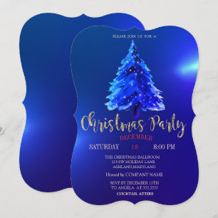 Convite Pinheiro de Natal, Festa de Natal Azul da Empresa