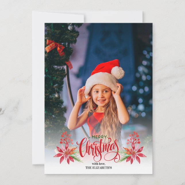 Convite Pinheiro de Natal Minimal Personalizado Foto (Frente)
