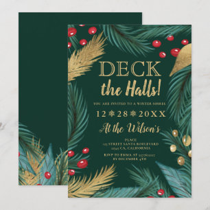 Convite Pinheiro de Natal misterioso de ouro e chic deck o