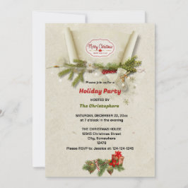 Convite pinheiro elegante e presentes beige Natal