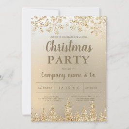 Convite Pinheiro metálico de ouro de inverno Natal