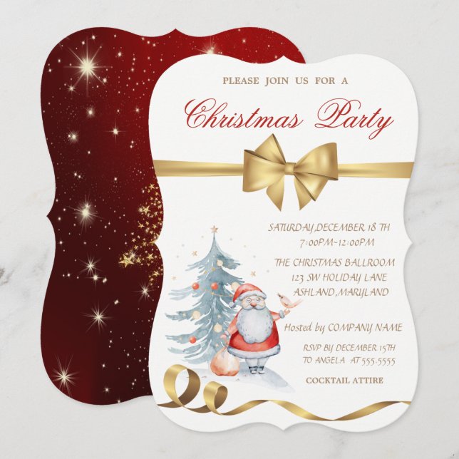 Convite Pinheiro, Papai Noel Natal  (Frente/Verso)