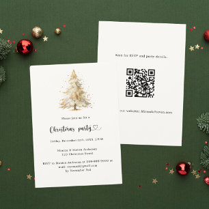 Convite Pinheiros brancos neve QR code Festa de Natal
