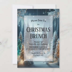 Convite Pinheiros foscos em Brunch de Natal brilhante