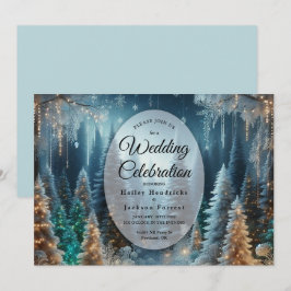 Convite Pinheiros foscos no Casamento Brilhante de inverno