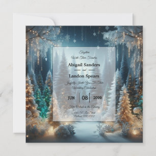 Convite Pinheiros Geados no Brilho do Inverno Casamento