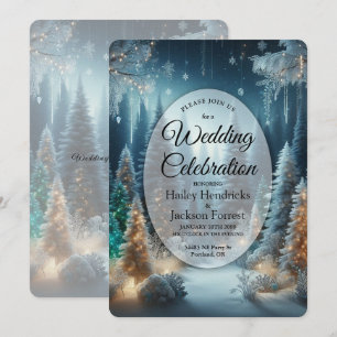 Convite Pinheiros Geados no Brilho do Inverno Casamento