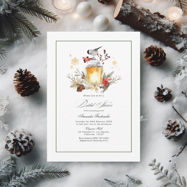Convite Pinho do inverno russo e Chá de panela de Spruce (Rustic Winterland Pine and Spruce Bridal Shower Invitation)