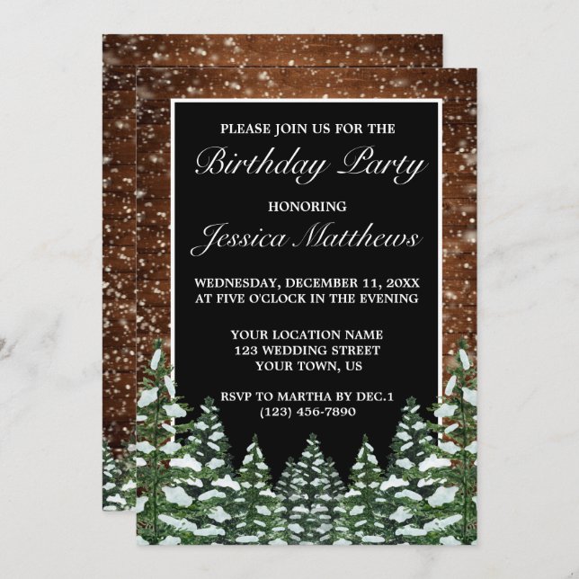 Convite Pinho Neve Negra Madeira e Floresta (Frente/Verso)