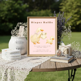 Convite Pink A Silly Goose Diaper Raffle Table Sign 
