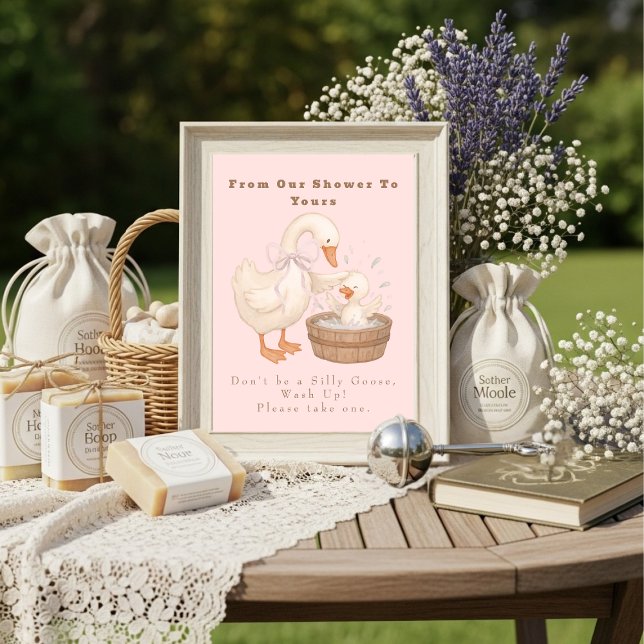 Convite Pink A Silly Goose From Our Shower To Yours Sign (Pink A Silly Goose From Our Shower To Yours Sign)