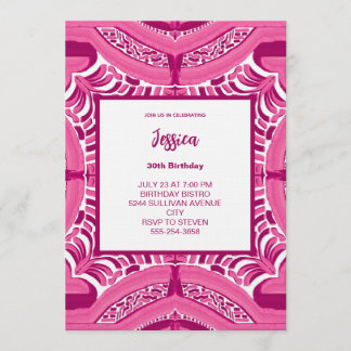 Convite Pink Abstract Pattern Birthday Invitation