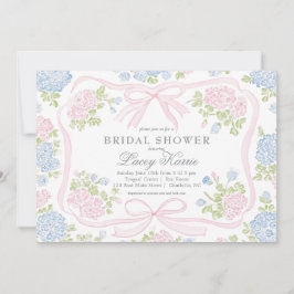 Convite Pink and blue Floral Bridal Shower Invitation,