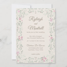 Pink and Cream Rose and Greenery Modern Elegant