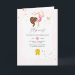 Convite Pink and Gold Gymnastics 16th Birthday Party<br><div class="desc">Pink and gold glitter gymnastics themed girl's sixteenth birthday party invite with elegant handwriting typography customizable to your event specifics.</div>