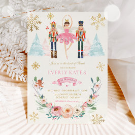 Convite Pink And Gold Nutcracker Birthday Sugar Plum Fairy