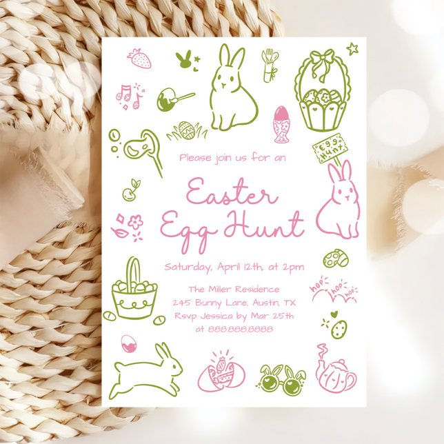 Convite Pink and Green Easter Egg Hunt Party (Criador carregado)