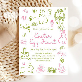 Convite Pink and Green Easter Egg Hunt Party