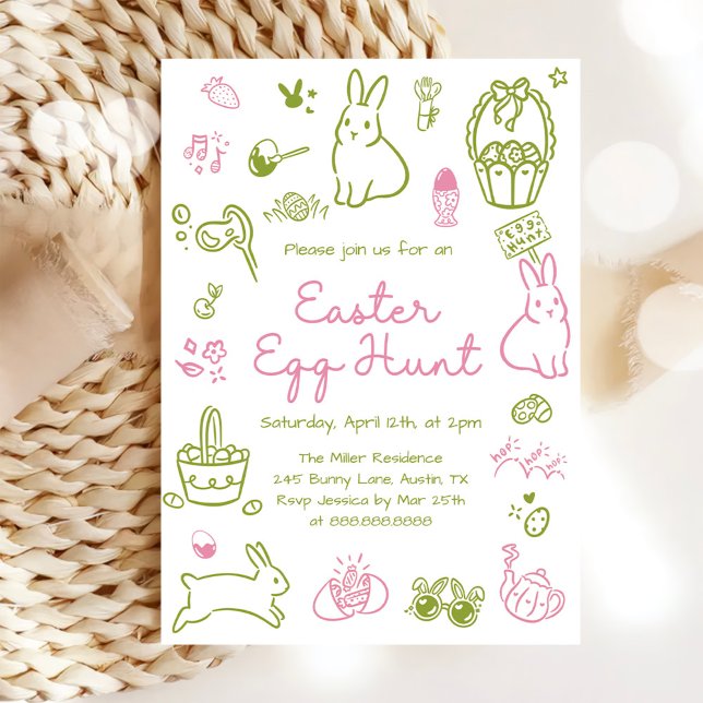 Convite Pink and Green Easter Egg Hunt Party (Criador carregado)
