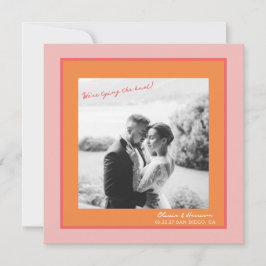 Convite Pink and Orange Summer Wedding Save the Date