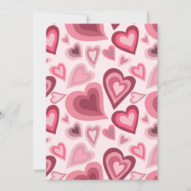 Convite Pink and Red Layered Heart Pattern (Frente)