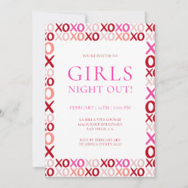 Convite Pink and Red XOXO Girls night out Galentine's day
