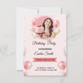 Convite Pink Aprés Ski Skiing Birthday Invitation
