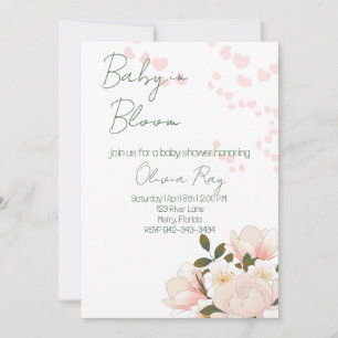 Convite Pink Baby in Bloom Baby shower Invitation
