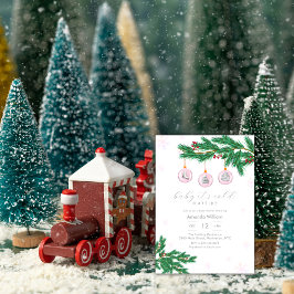 Convite Pink Baby It's Cold Outside Ornaments Baby Shower