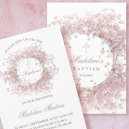 Convite pink baby's breath flowers Baptism