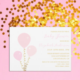 Convite Pink Balloons Girl Baby Shower