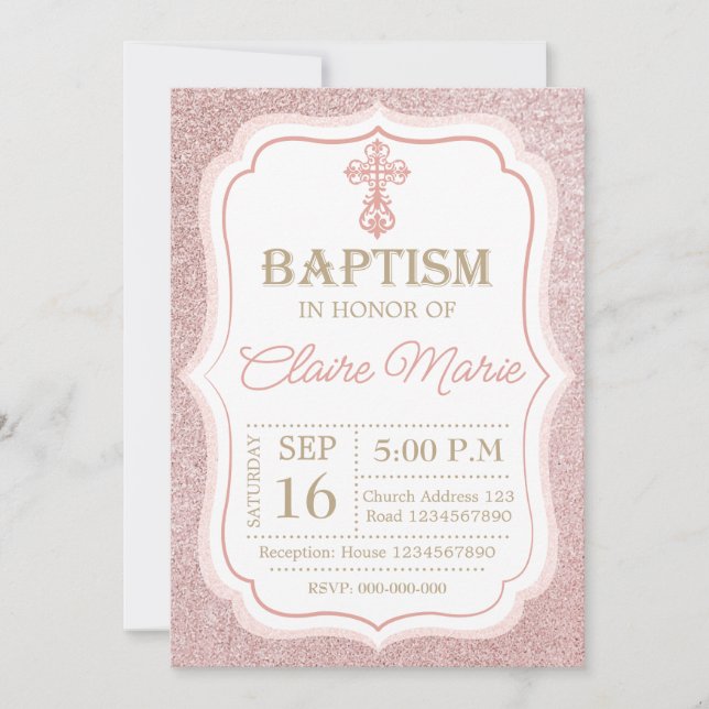 Convite Pink Baptism (Frente)