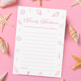 Convite Pink Beach Baby Shower Family Traditions Game Card