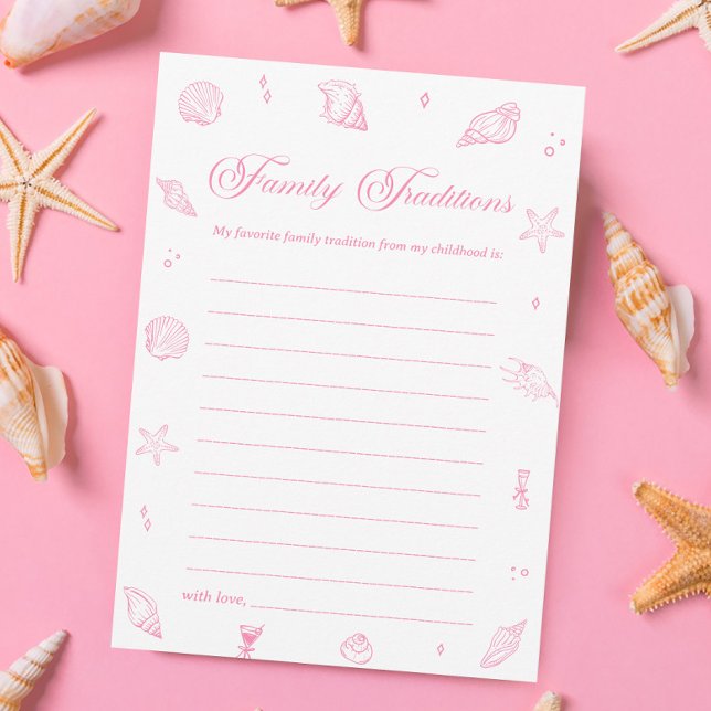 Convite Pink Beach Baby Shower Family Traditions Game Card (Criador carregado)