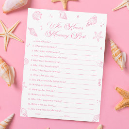 Convite Pink Beach Baby Shower Who Knows Mommy Best Game
