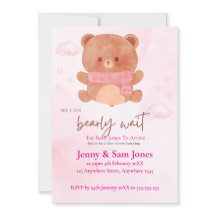Pink Bear Baby Shower Invitation | Cute & Customis