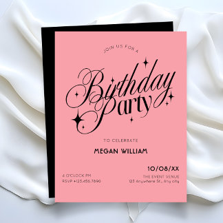 Convite Pink birthday Invitation