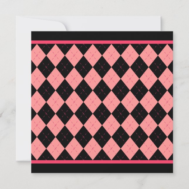 Convite Pink Black Argyle (Frente)