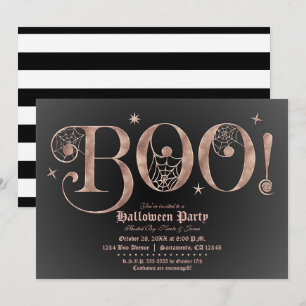 Convite Pink & Black BOO Fantasias Elegantes para Festa de