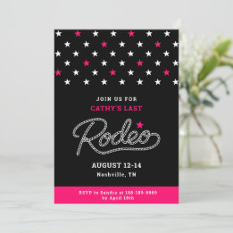 Convite Pink Black Her Last Rodeo Bachelorette Party