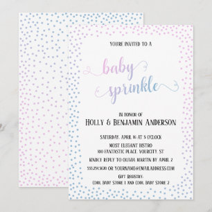 Convite Pink Blue Confetti Typografia Baby Sprinkle