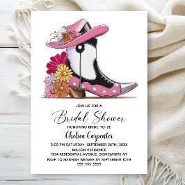 Convite Pink Boots and Derby Hat Bridal Shower