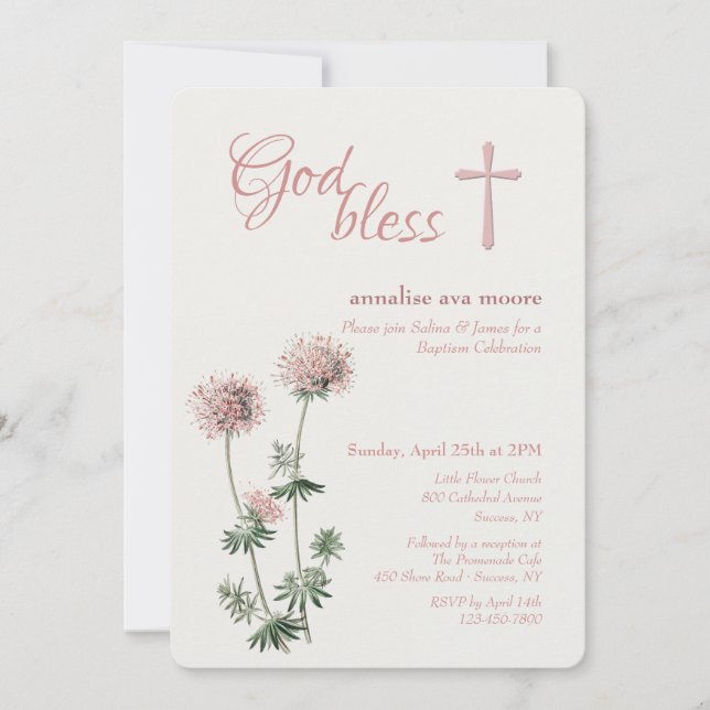 Convite Pink Botanical (Frente)