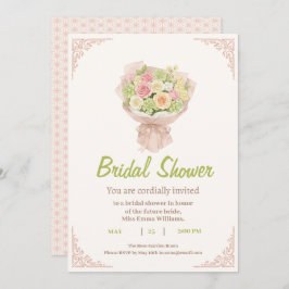 Convite pink bouquet Bridal Shower Invite – Japanese